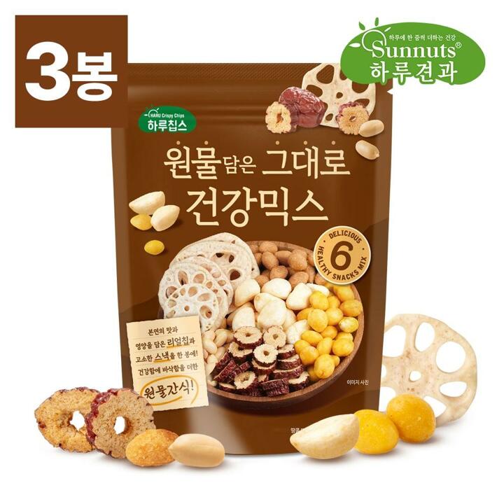 [하루견과] 6가지원물의 맛과영양 원물담은 그대로 건강믹스 200gx3봉 (소비기한 2026/10/09)
