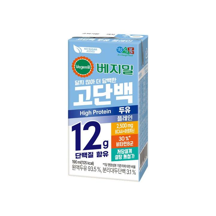 [베지밀] 고단백두유 플레인 190mlx48팩