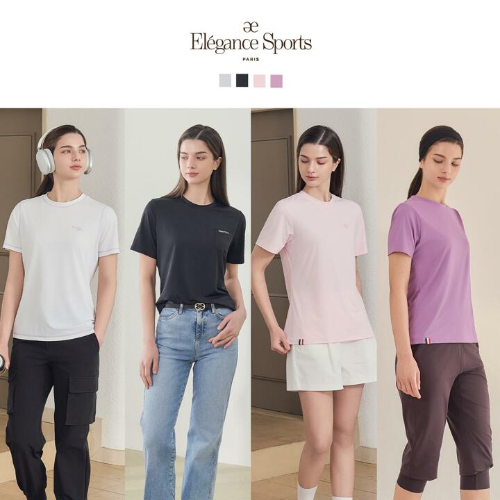[Elégance Sports] 26SS 여성 냉감 기능성 쿨 메쉬 라운드 티셔츠 4종