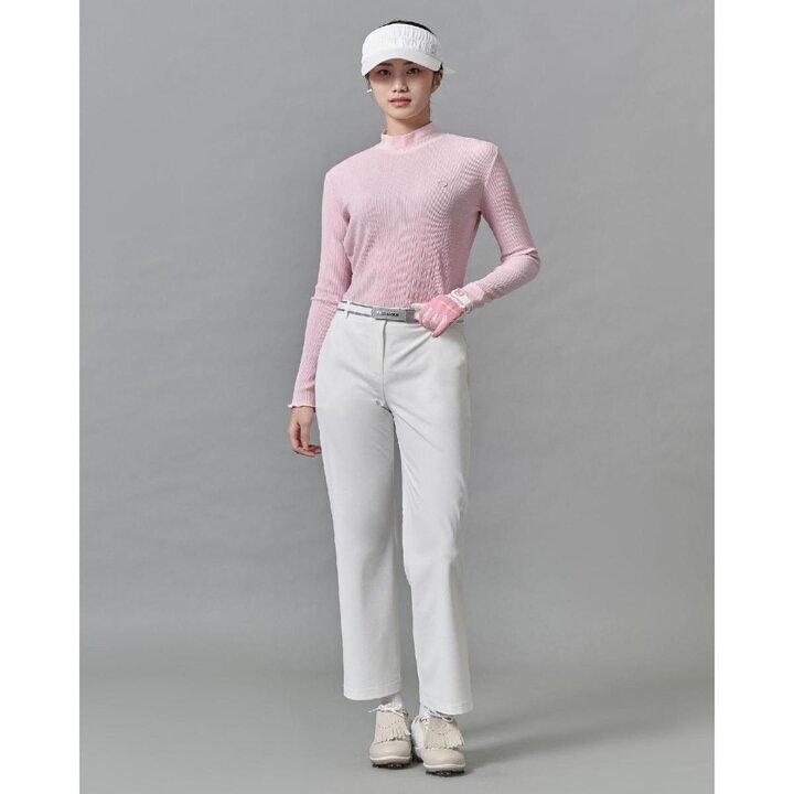 (신세계강남점)SS25 여성 넥변형 플리츠 긴팔 티셔츠 - 핑크 (BJ5241A05X)