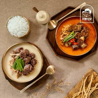 국내산 고기순대 얼큰순대국600g 3팩+기본순대국600g 3팩