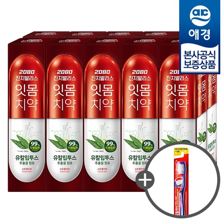 [애경] 2080 진지발리스 유칼립투스 치약 150g x10개 +칫솔1입 증정