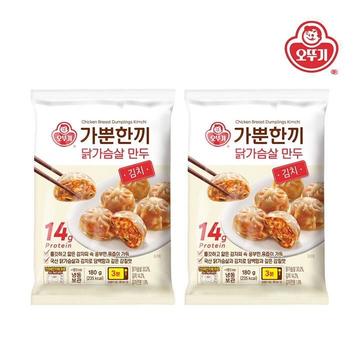 [오뚜기] 가뿐한끼 닭가슴살 만두 김치 180g x 2개