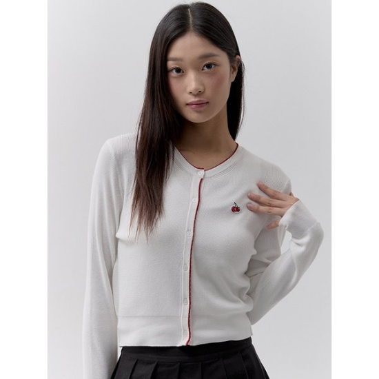 (대전신세계)라인 포인트 브이넥 크롭 가디건 [화이트]