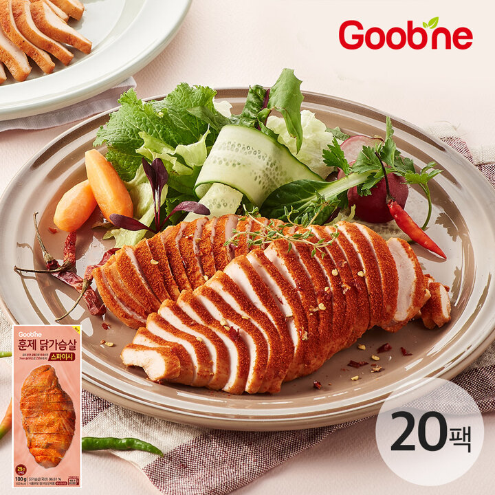 굽네 스파이시 훈제 닭가슴살 슬라이스 100g*20팩 AH05