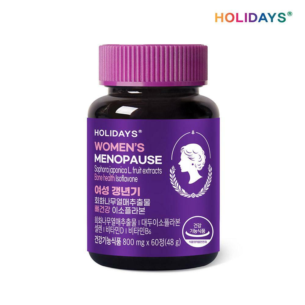 홀리데이즈 여성 갱년기 회화나무열매추출물 뼈건강 이소플라본 60정 1병