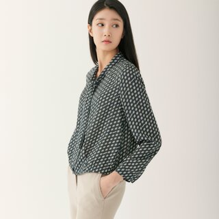 [지센] (2컬러) 피어로즈 도트 타이 블루종 셔츠 LFWSO993