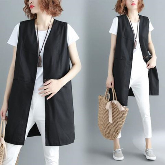 모노무드 OFGLP-2969 F70430/세련된 노카라 마조끼/롱조끼/Vest/베스트