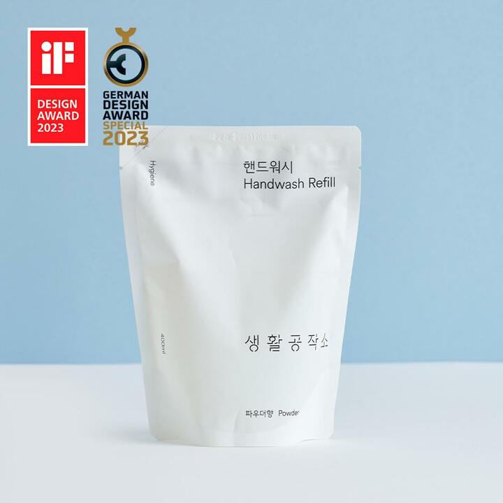 [생활공작소][EVENT] 핸드워시 손세정제 리필(400ml) 12개+1개 추가증정 (총 13개) / (파우더/청포도향 택1)