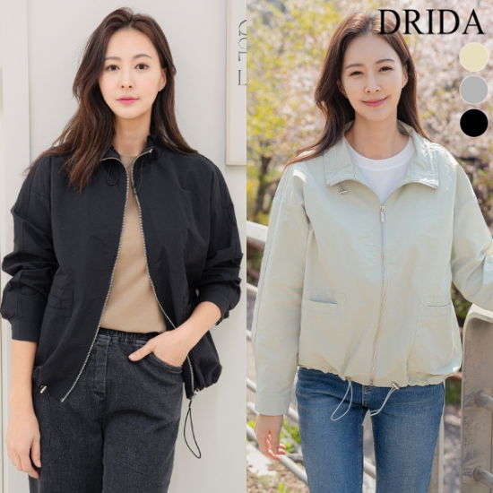드리다 봄 여름 여자 바스락 야상 잠바 긴팔 집업 바람막이 빅사이즈 점퍼 40-50대 중년여성 엄마옷 출근