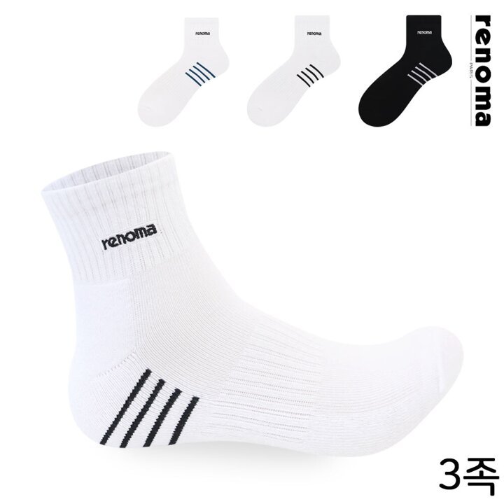 레노마 남성 스포츠 슬림 블록 단목 양말 RM8517 3족 무배