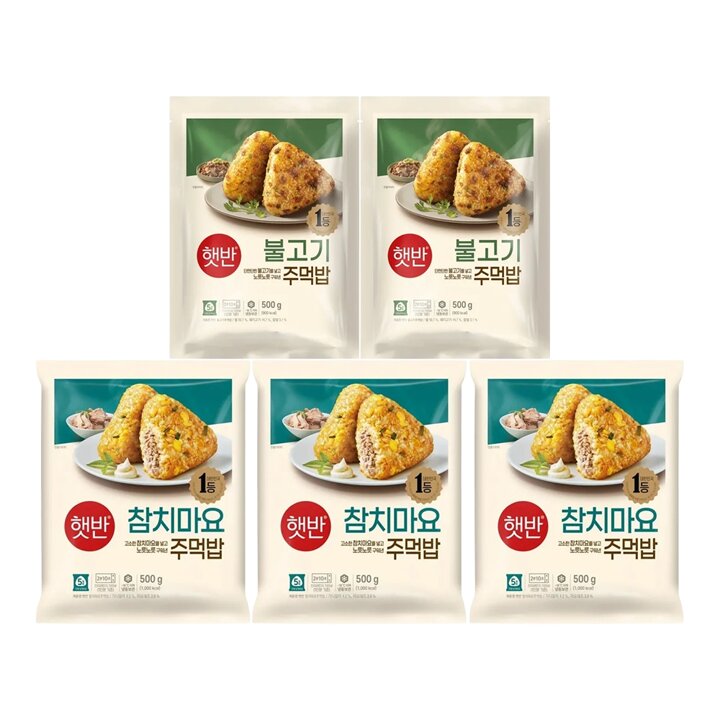 CJ제일제당 햇반 쿡반 참치마요주먹밥500g x3 + 불고기주먹밥500g x2
