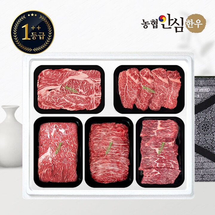 [G][농협안심한우] 1++등급 한우 선물세트 구이정육4호 2kg (등/안/국/불/장)