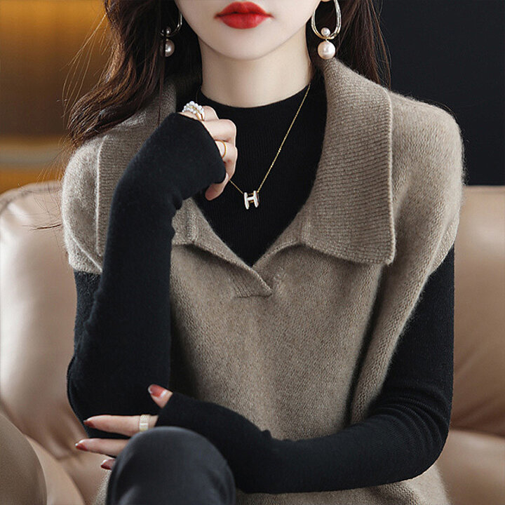 [헬리꽁땡]폴로카라니트베스트2종(브라운+블루)