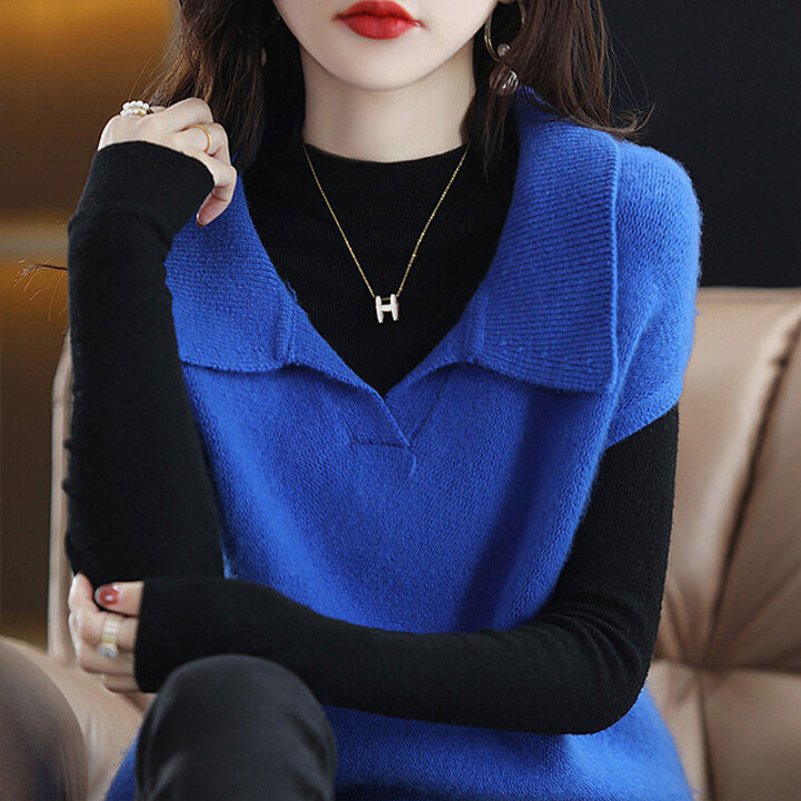 [헬리꽁땡]폴로카라니트베스트2종(브라운+블루)