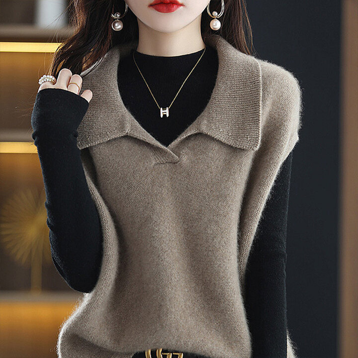 [헬리꽁땡]폴로카라니트베스트2종(브라운+블루)