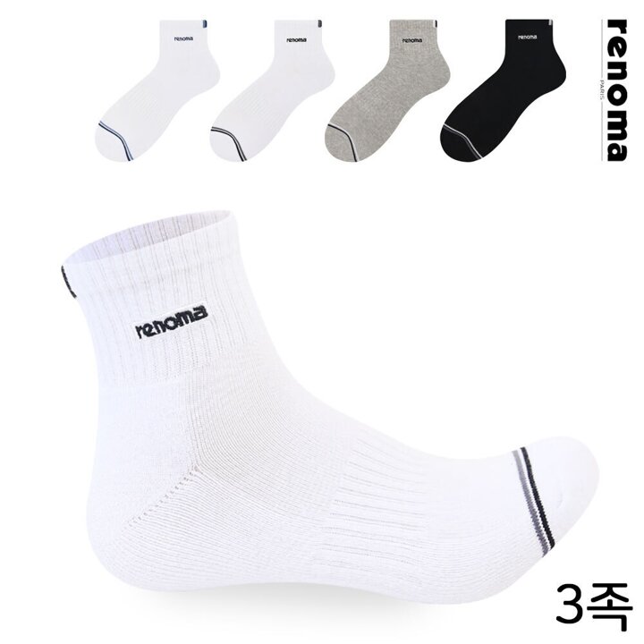 레노마 남성 스포츠 투라인 단목 양말 RM8513 3족 무배