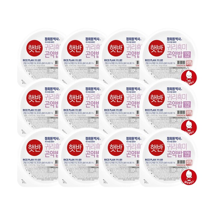 CJ 햇반 라이스플랜 귀리흑미곤약밥 150g x12개