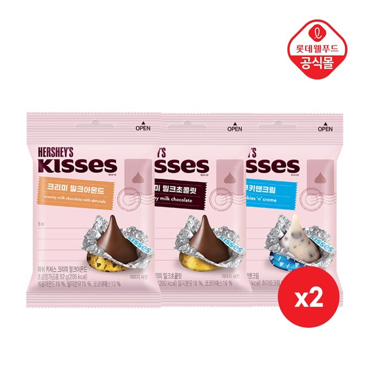 허쉬 키세스봉 밀크 52g x 2개+아몬드 52g x 2개+쿠앤크 52g x 2개