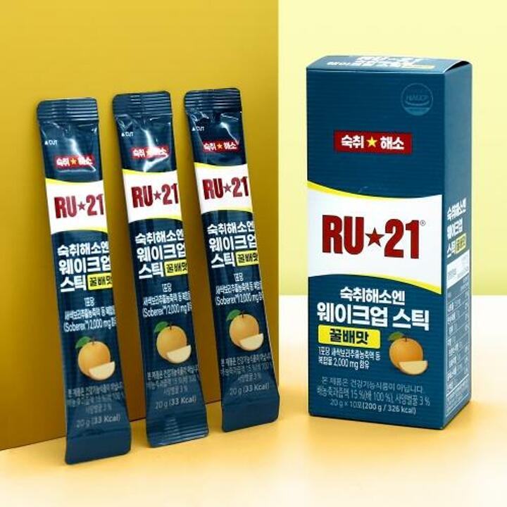알유21 숙취해소에 도움이 되는 젤리  웨이크업스틱 꿀배맛 3박스(30포)