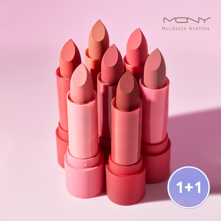 [1+1] 맥퀸뉴욕 파우더 매트립스틱 /안지워지는 핑크 코랄 누드 미니 5컬러 3.5g