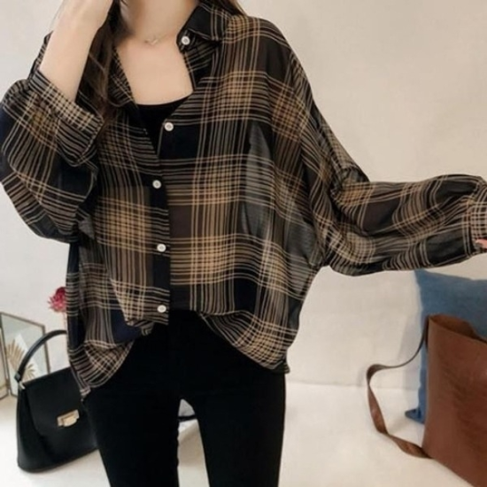 체크 블라우스 셔츠블라우스 셔츠 B162 LEA19650113667501