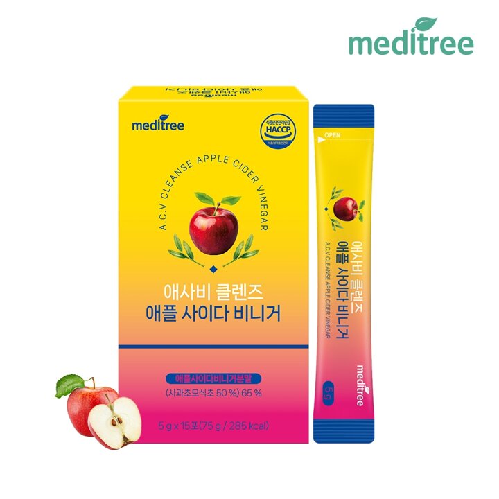 메디트리 애사비 클렌즈 애플 사이다 비니거 1박스 스틱 맛있는 유기농 사과식초 효모 초모