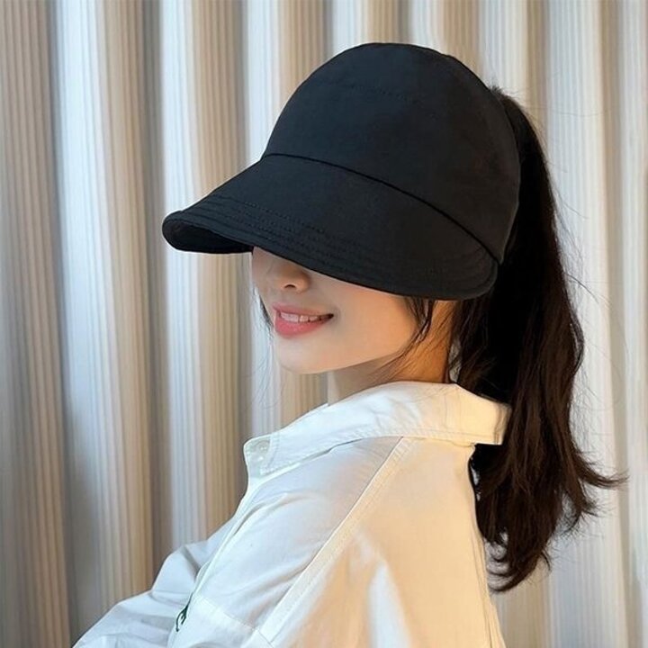 여성용 초경량 포니테일 썬캡 여름모자 여행모자