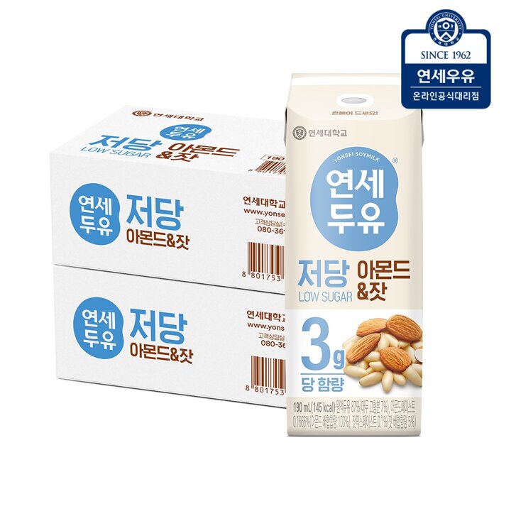 [연세두유] 저당 아몬드 잣 190ml (48팩)