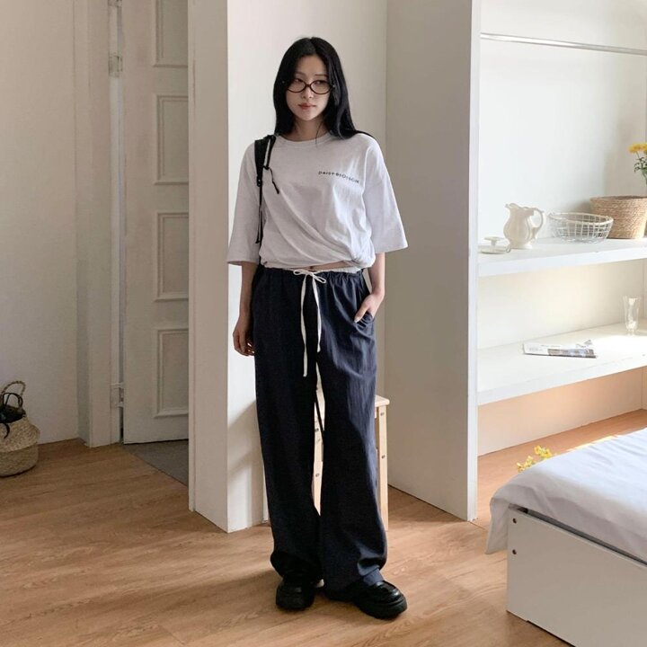 [옷자락] 여성 나일론 허리 스트랩 밴딩 아노락 팬츠