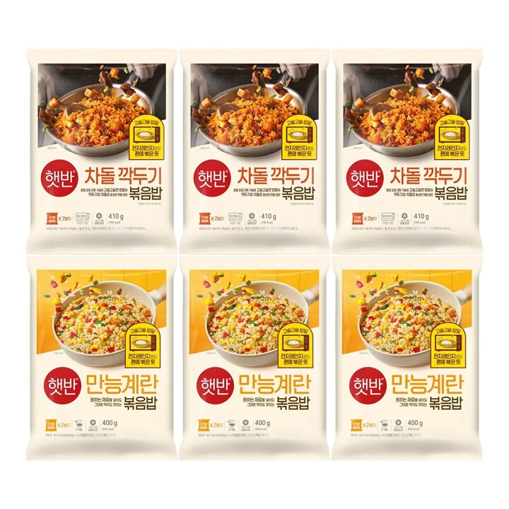 CJ제일제당 햇반차돌깍두기볶음밥410gx3+계란볶음밥 400gx3