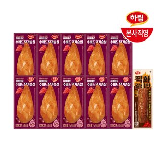 하림 수비드 닭가슴살 하바네로 100g 10팩 + 직화갈비맛 핫바 65g