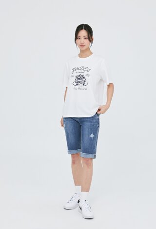 여성) 코듀라쿨맥스 오비안밴드 J자수 라텍스구제 솔트 캣워싱 배기핏 5부롤업 AP2DL5469-MB