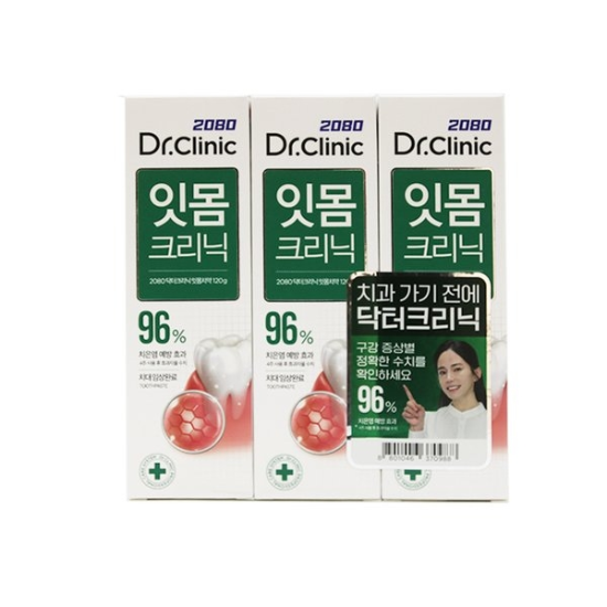 2080 닥터크리닉 잇몸 치약 120g 3입