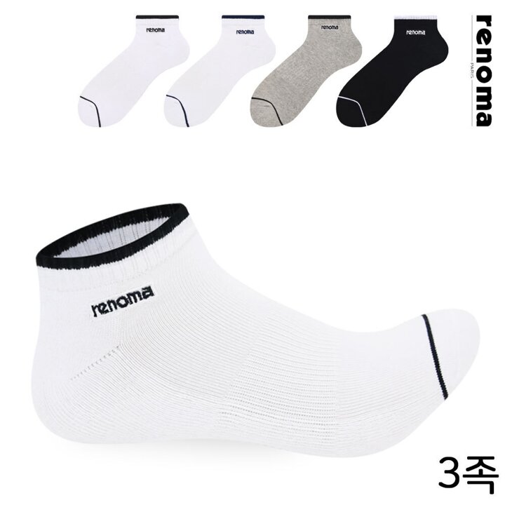 레노마 남성 스포츠 앞코 링글 스니커즈 양말 RM8509 3족 무배