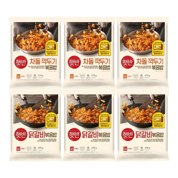 CJ제일제당 햇반차돌깍두볶음밥410gx3+닭갈비볶음밥440g x3