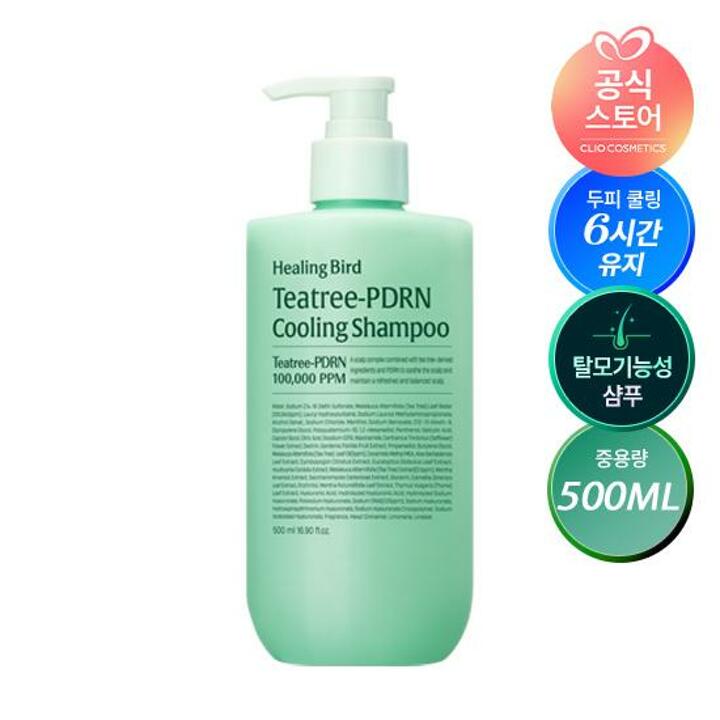 힐링버드 티트리  피디알엔 쿨링 샴푸 500ml 