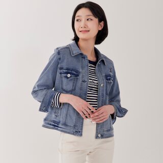 [지센] 자수 연청 데님자켓 LCJKP221_BL