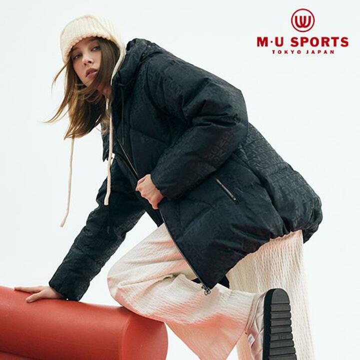 [MU SPORTS] 엠유스포츠 25FW 여성 로고 자가드 다운  