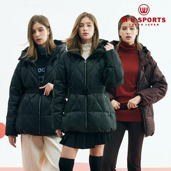[MU SPORTS] 엠유스포츠 25FW 여성 로고 자가드 다운  