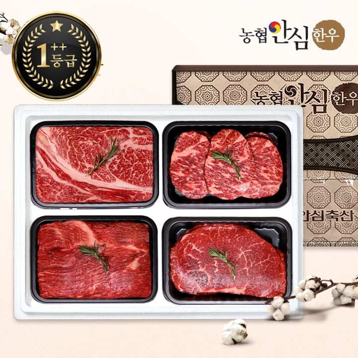 [G][농협안심한우]한우선물세트 구이정육1호 1++등급 1.6kg (등/안/국/불)