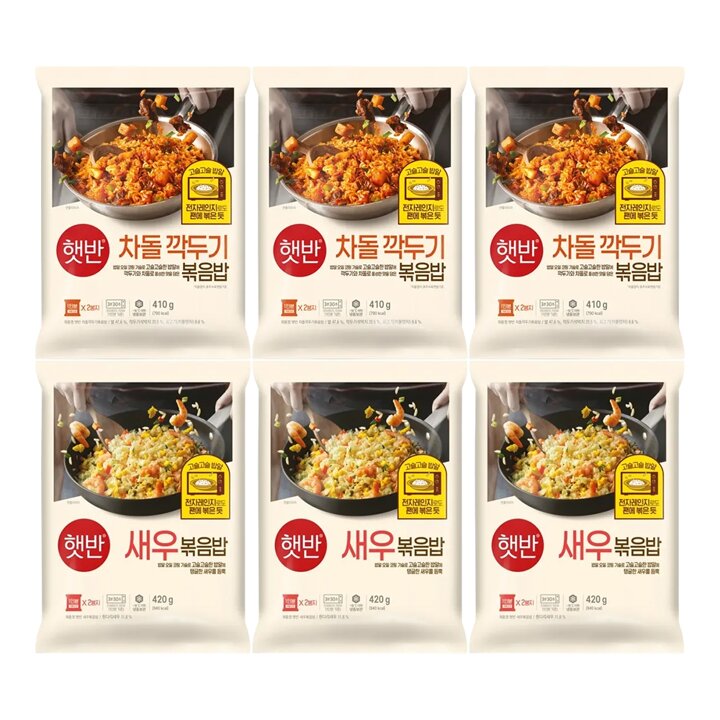 CJ제일제당 햇반차돌깍두기볶음밥 410gx3+새우볶음밥420gx3