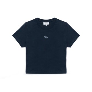 메종키츠네 여성 베이비폭스 면 크롭 티셔츠 네이비 MW00105KJ7026-0413
