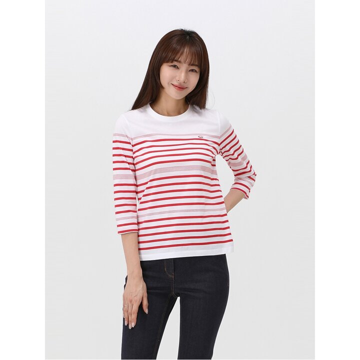 [PAT] 멀티 스트라이프 7부 티셔츠_1K25332