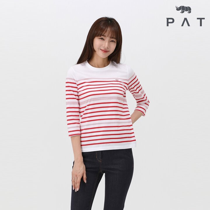 [PAT] 멀티 스트라이프 7부 티셔츠_1K25332