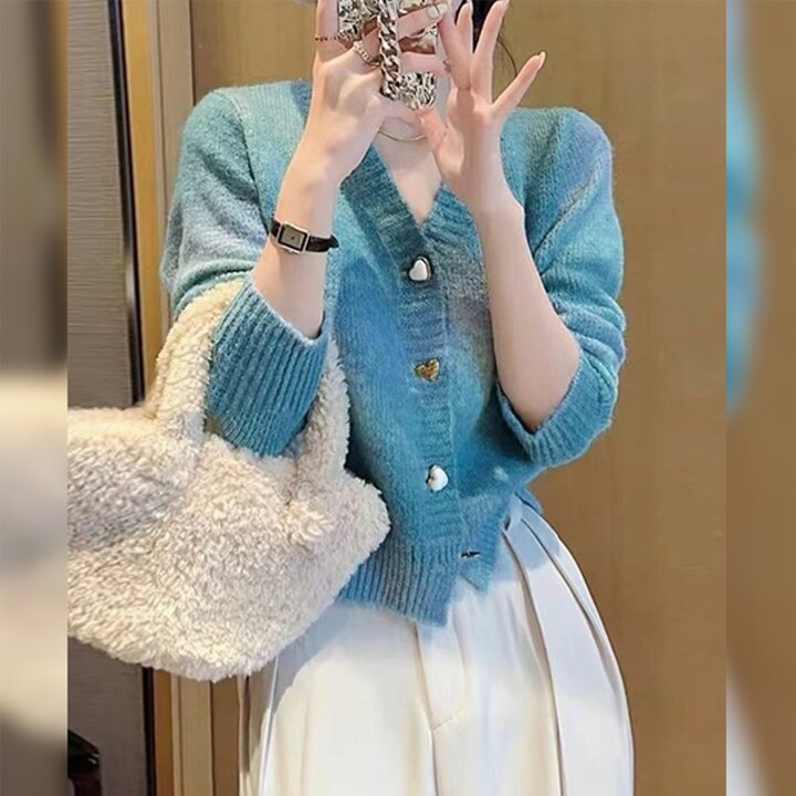 [리즈무드] 파스텔 하트단추 니트 가디건