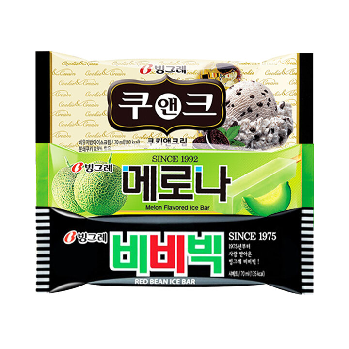 빙그레 메로나10개 + 비비빅10개 + 쿠앤크10개 바 아이스크림 혼합