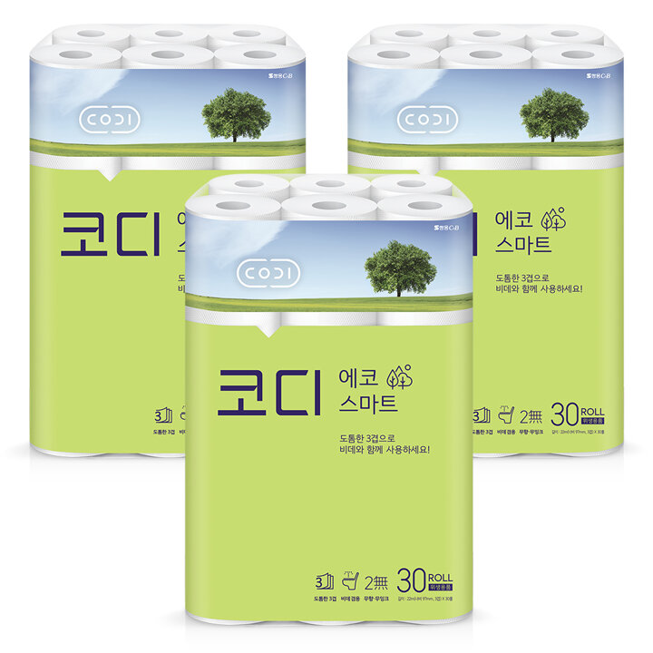 코디 에코스마트 화장지 22Mx30롤 3팩