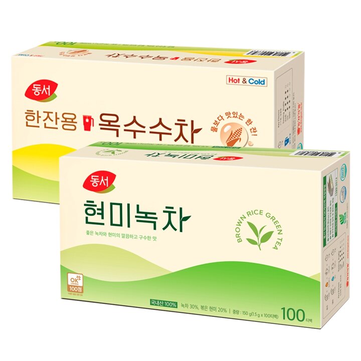 동서 현미녹차 100T+한잔용옥수수차100T