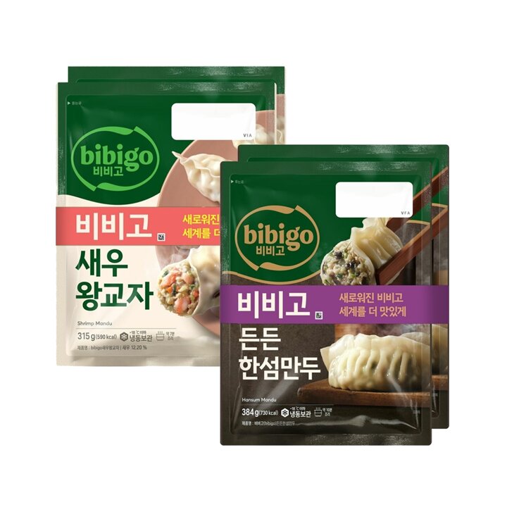 CJ 비비고 새우왕교자 315g X 2봉 + 한섬만두 384G X 2봉